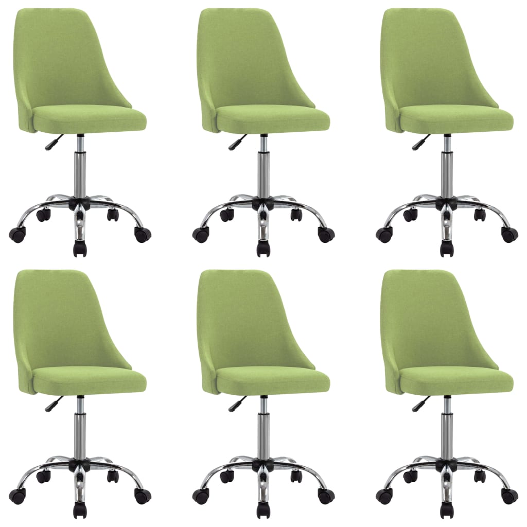 Трапезни столове, 6 бр, зелени, текстил