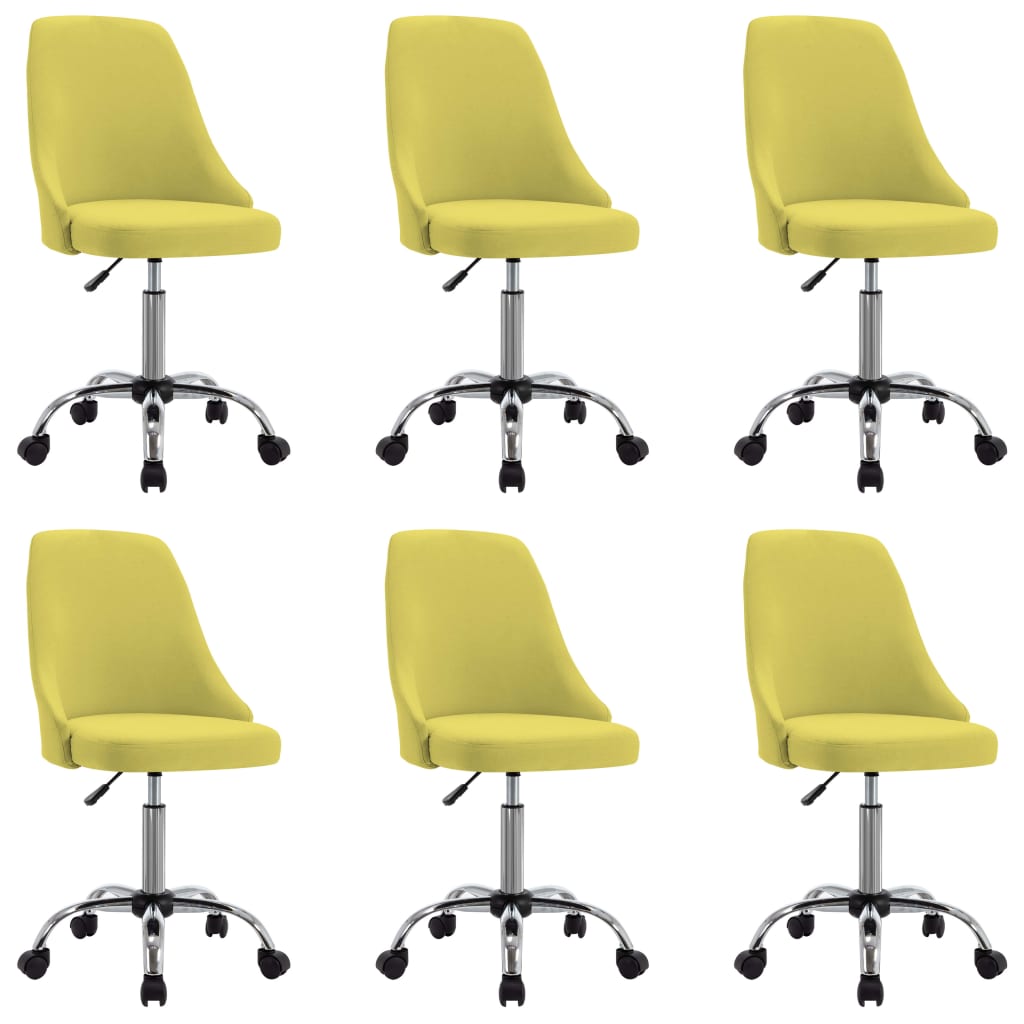 Трапезни столове, 6 бр, жълти, текстил