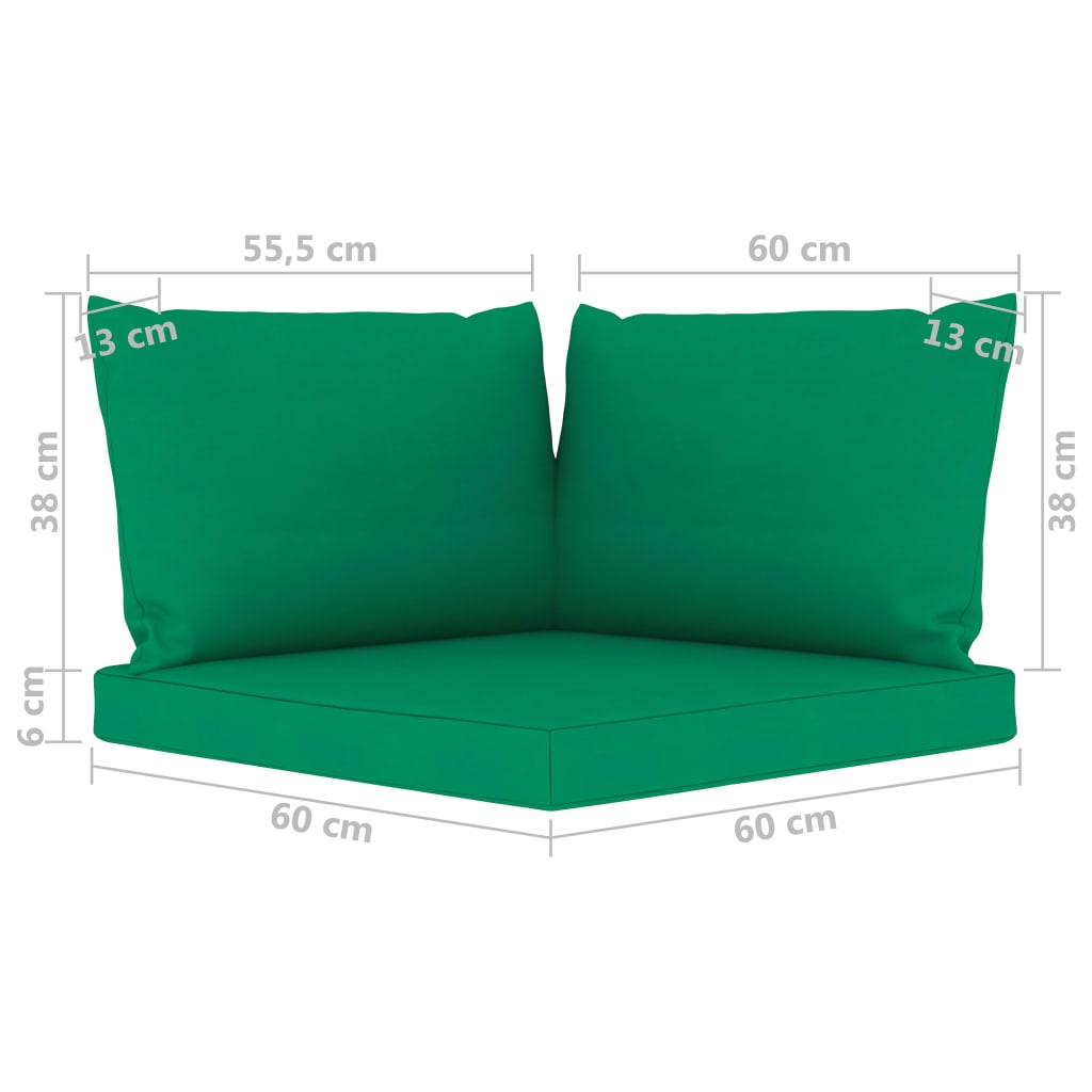 Градински комплект зелени възглавници 6 части импрегниран бор