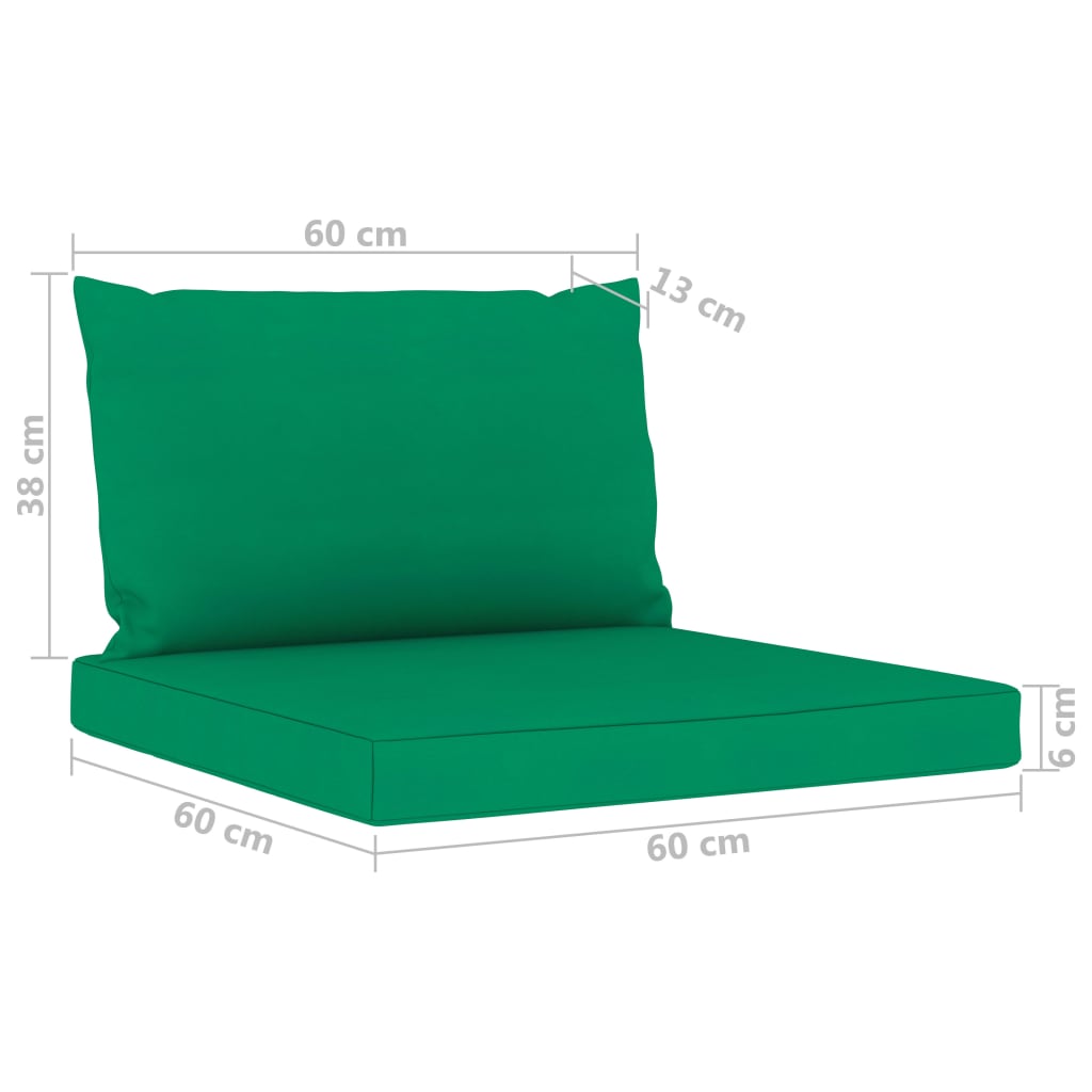 Градински комплект зелени възглавници 6 части импрегниран бор