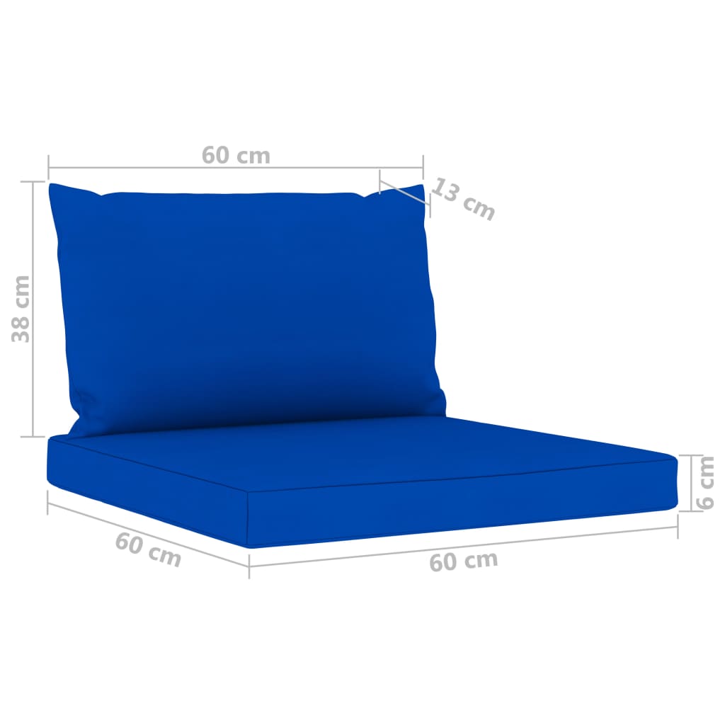Градински комплект със сини възглавници 6 части импрегниран бор