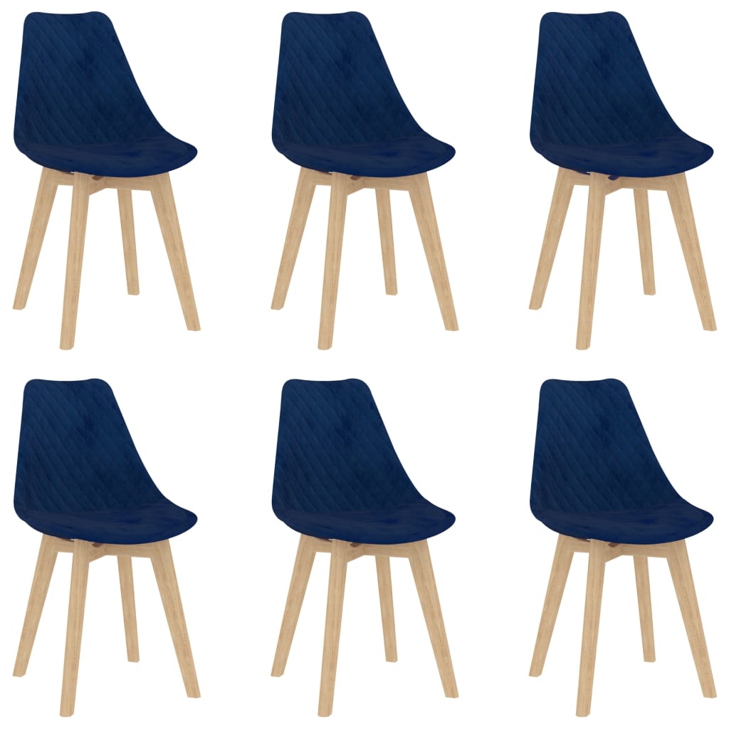 Трапезни столове, 6 бр, сини, кадифе