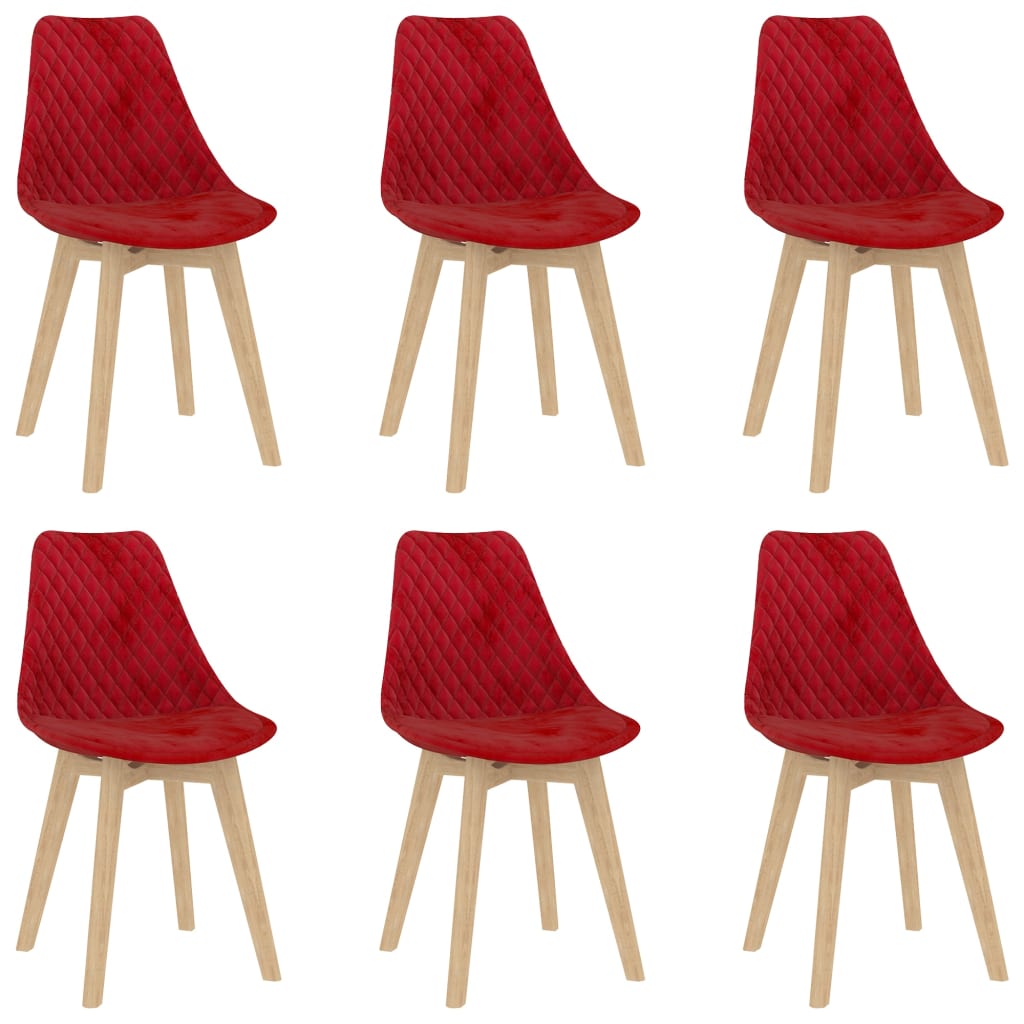 Трапезни столове, 6 бр, червени, кадифе