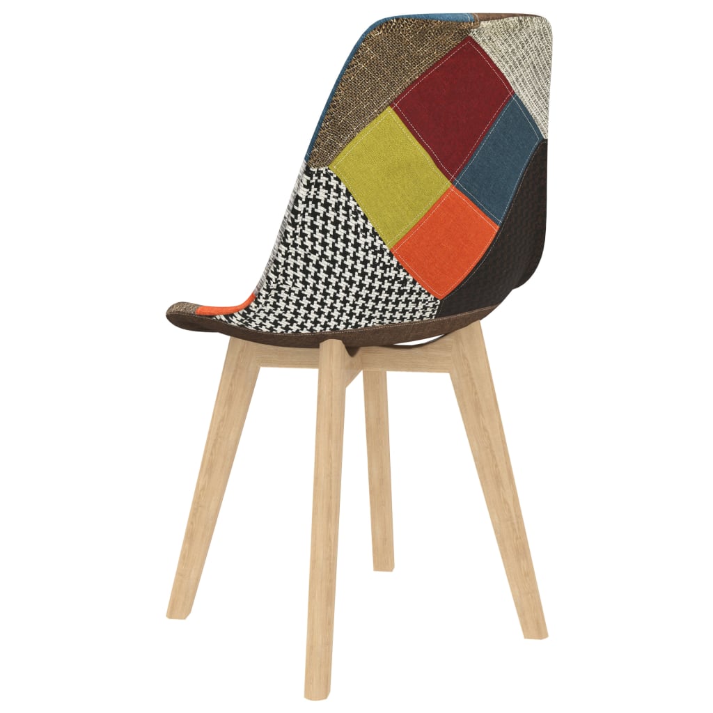 Трапезни столове, 6 бр, пачуърк дизайн, многоцветни, текстил