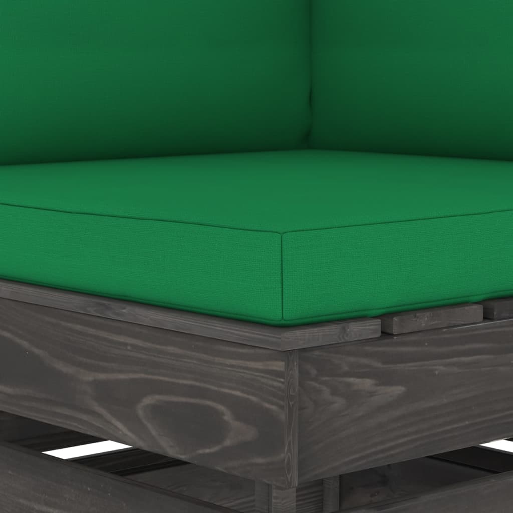 Модулен ъглов диван с възглавници, дърво със сива импрегнация