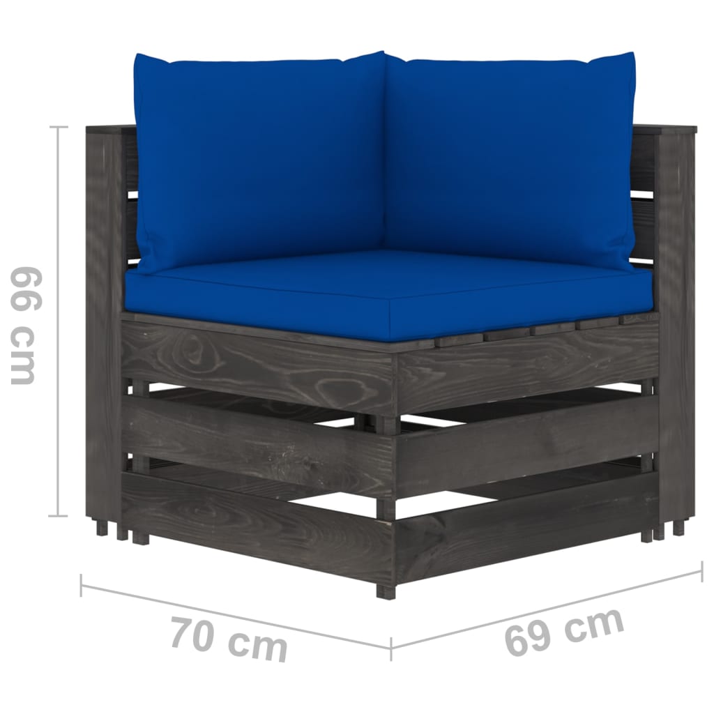 4-местен градински диван с възглавници, дърво сива импрегнация