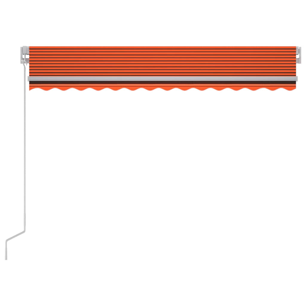 Ръчно прибиращ се сенник с LED, 300x250 см, оранжево и кафяво