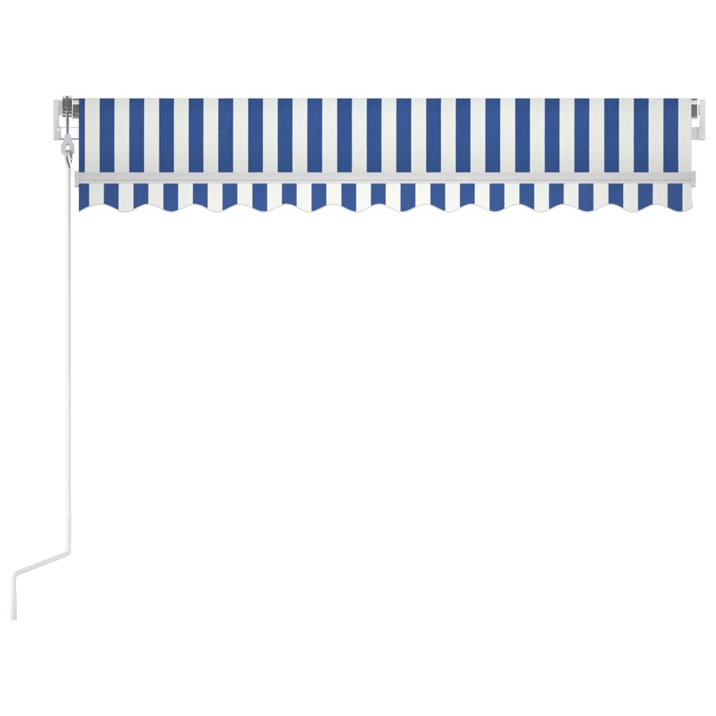 Автоматично прибиращ се сенник, 300x250 см, синьо и бяло