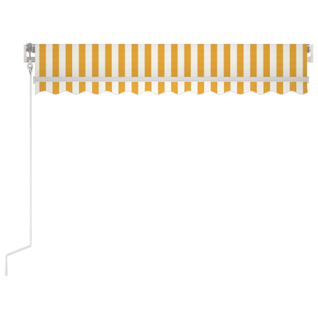 Ръчно прибиращ се сенник, 350x250 см, жълто и бяло