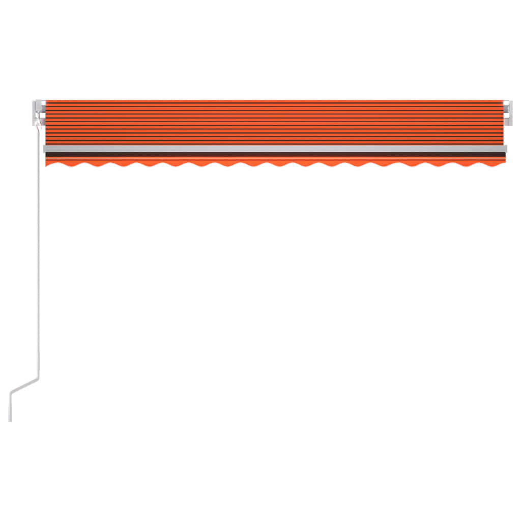 Ръчно прибиращ се сенник с LED, 400x350 см, оранжевокафяв
