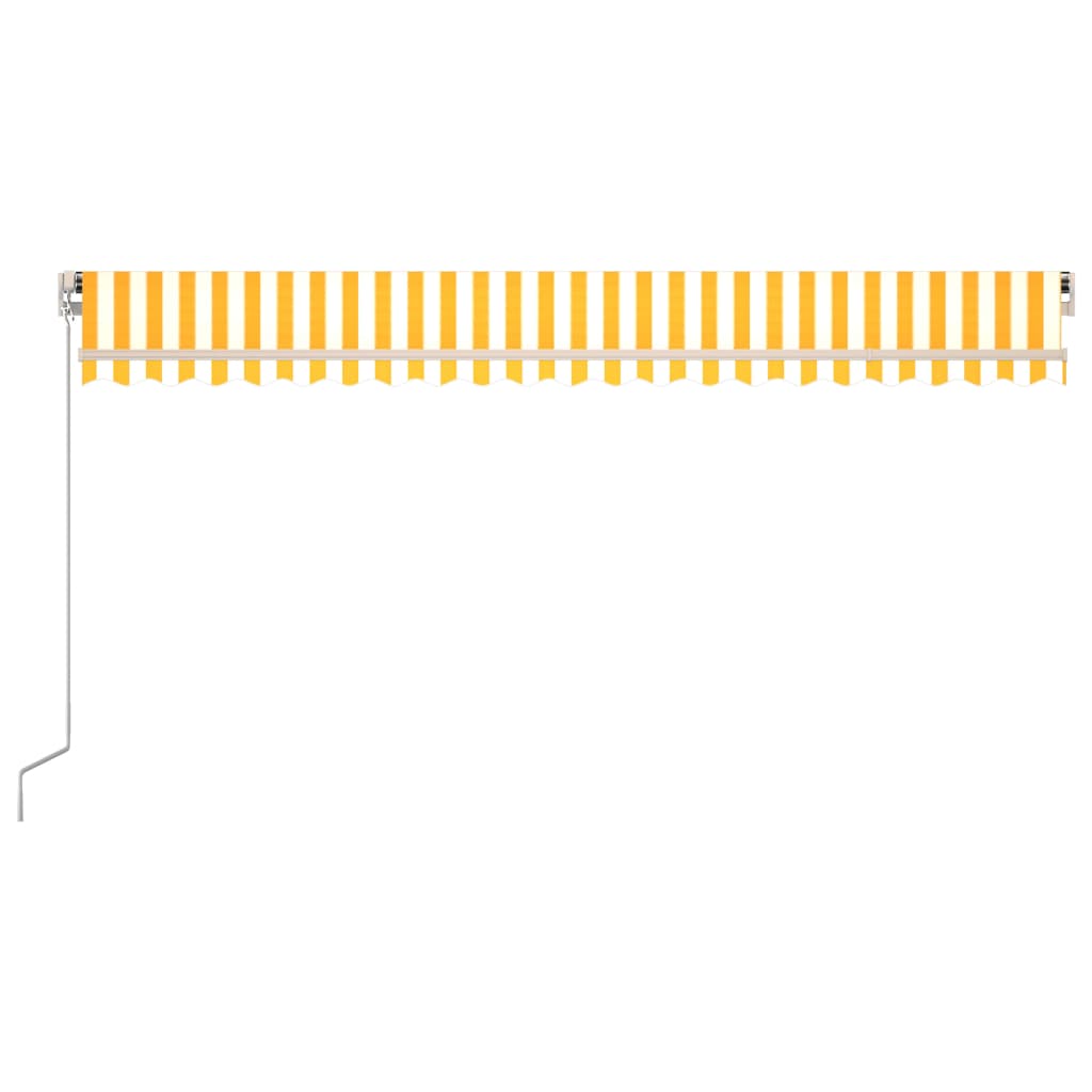 Ръчно прибиращ се сенник, 500x350 см, жълто и бяло