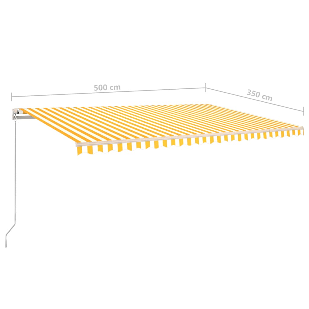 Автоматично прибиращ се сенник, 500x350 см, жълто и бяло