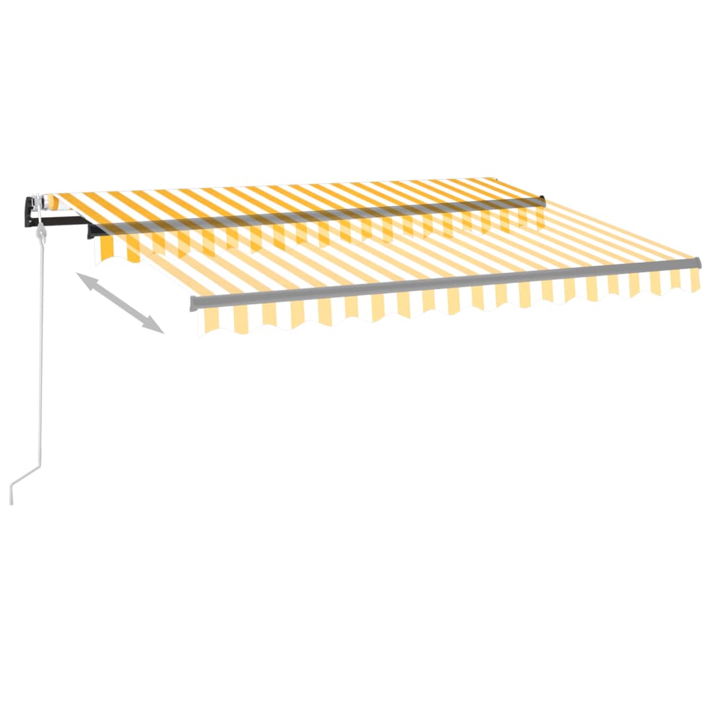 Автоматичен сенник LED и сензор за вятър 350x250 см жълто/бяло