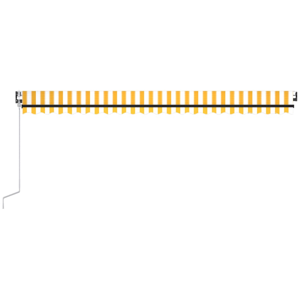 Автоматично прибиращ се сенник, 500x300 см, жълто и бяло