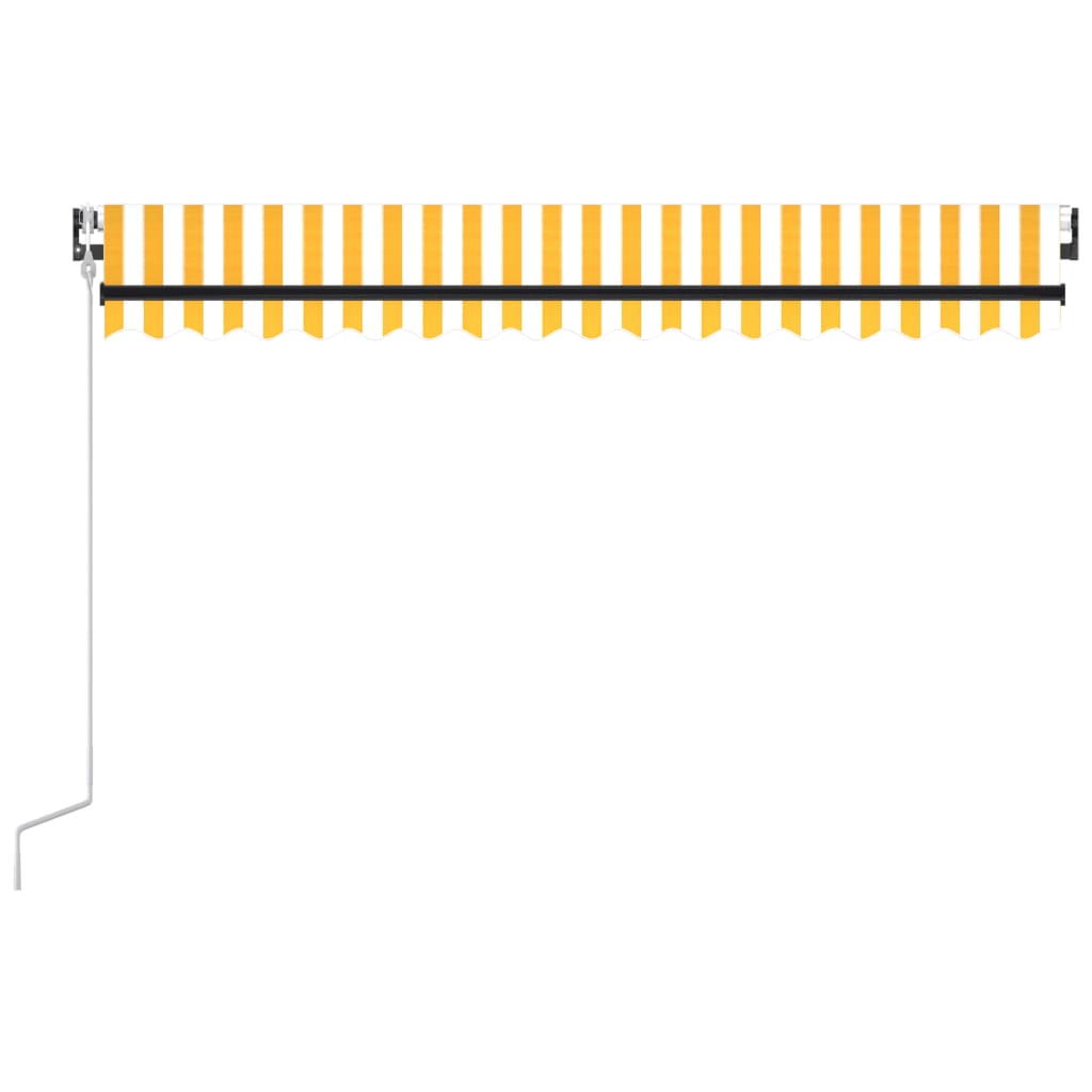 Автоматично прибиращ се сенник, 400x350 см, жълто и бяло
