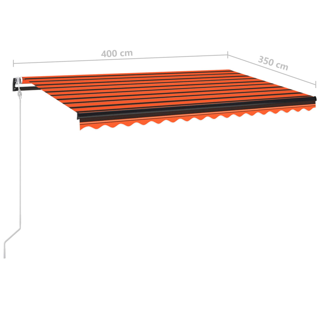 Автоматичен сенник LED сензор за вятър 400x350 см оранжевокафяв