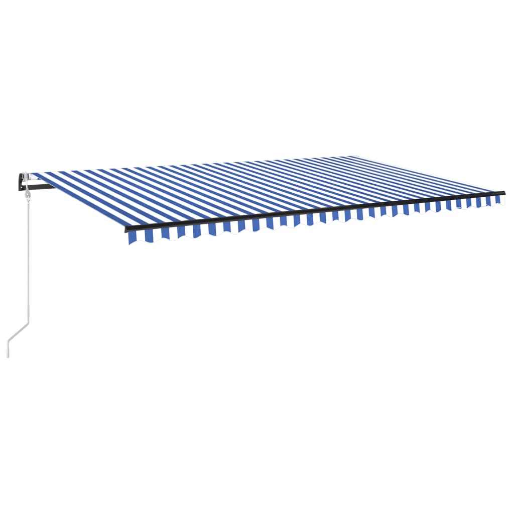 Автоматичен сенник LED сензор за вятър 500x350 см синьо и бяло