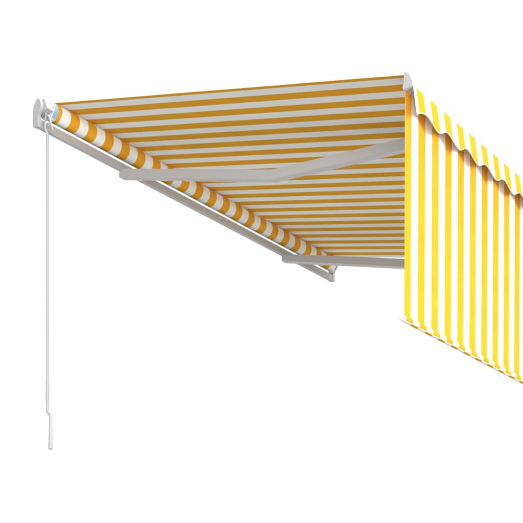 Ръчно прибиращ се сенник с щора, 3x2,5 м, жълто и бяло