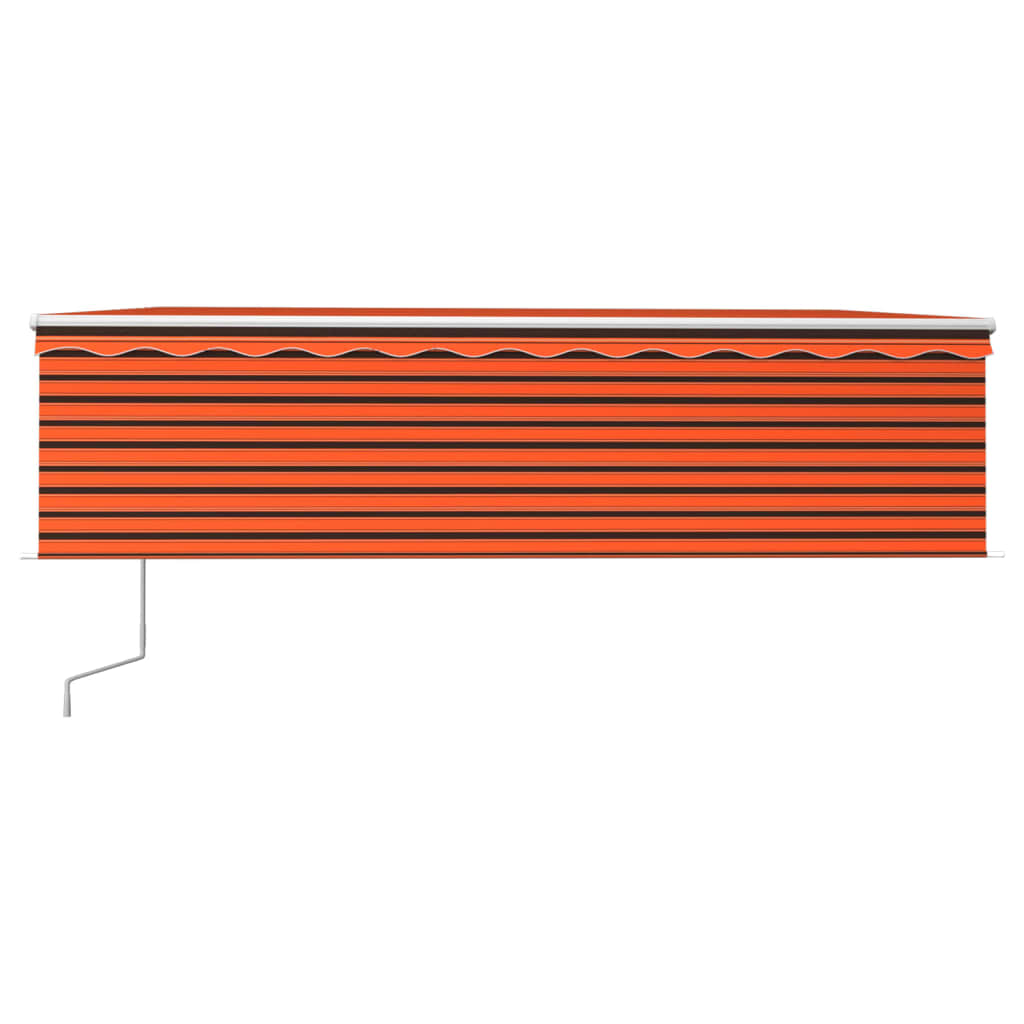 Ръчно прибиращ се сенник с щора, 5x3 м, оранжево-кафяво 