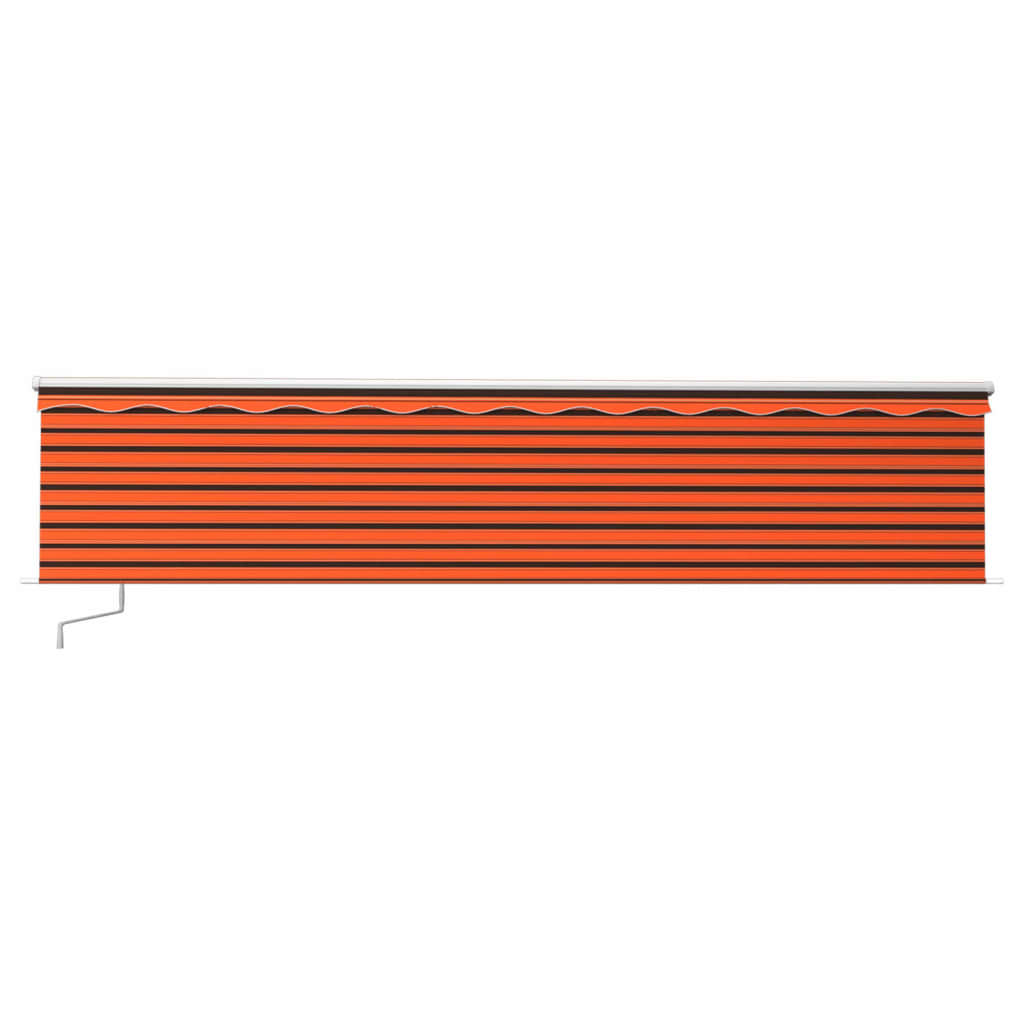 Ръчно прибиращ се сенник с щора, 6x3 м, оранжево и кафяво