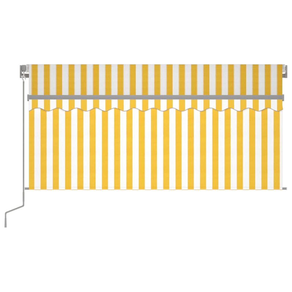 Ръчно прибиращ се сенник с щора и LED, 3x2,5 м, жълто и бяло  