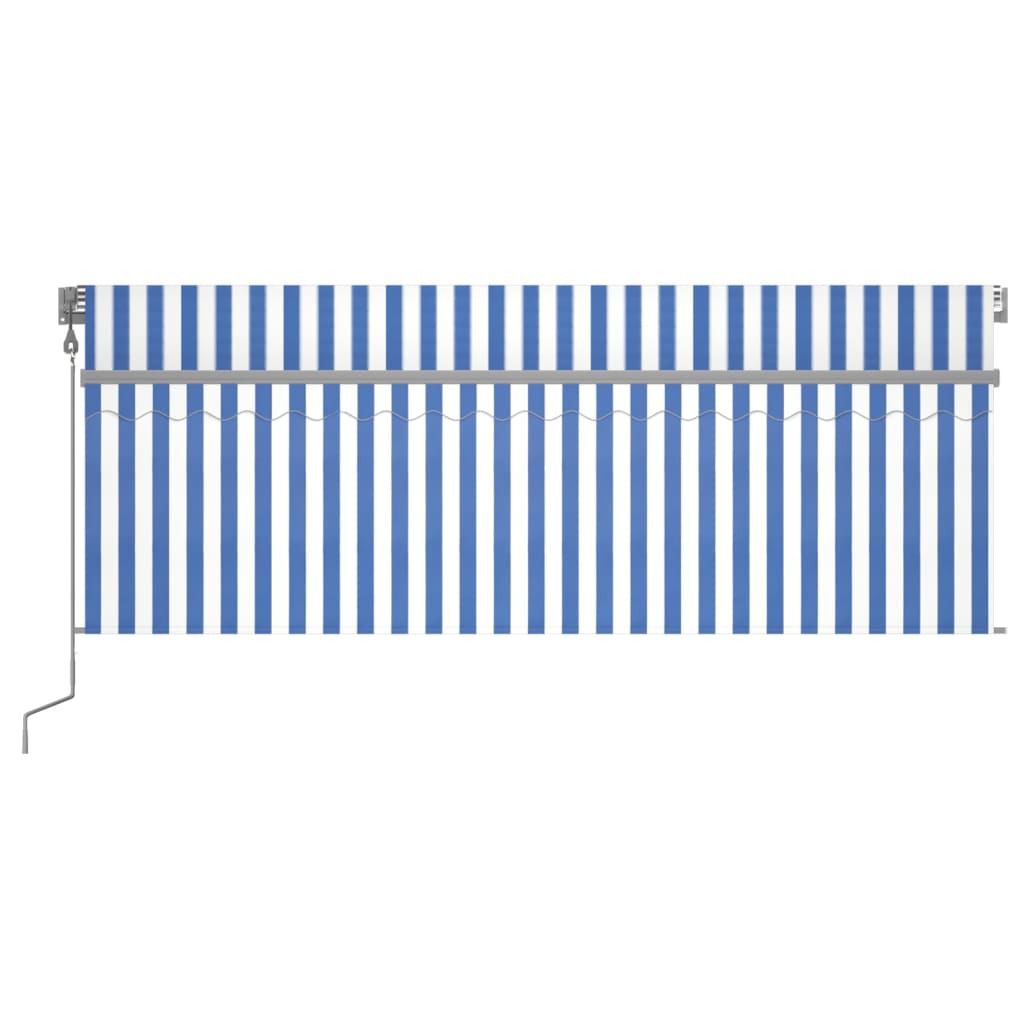 Автоматично прибиращ се сенник с щора, 4x3 м, синьо и бяло  