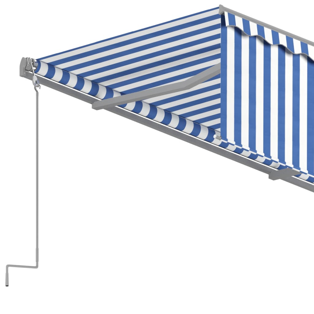 Автоматично прибиращ се сенник с щора, 4x3 м, синьо и бяло  