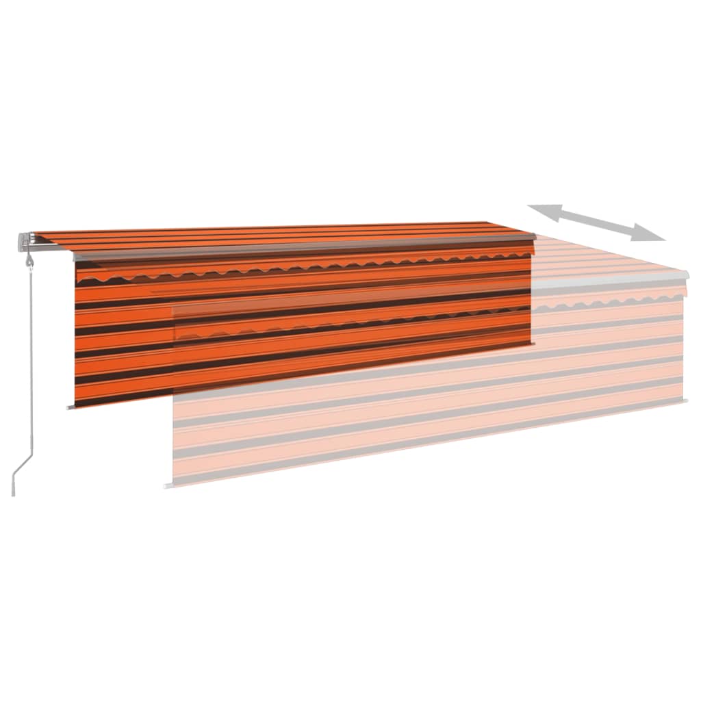 Автоматична тента с LED и сензор за вятър 5x3 м оранжево/кафяво