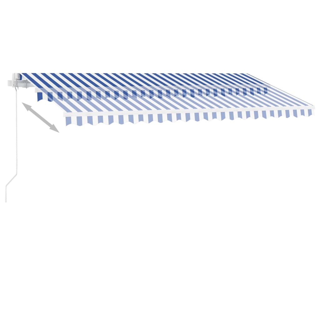 Свободностоящ ръчно прибиращ се сенник, 400x300 см, синьо/бяло