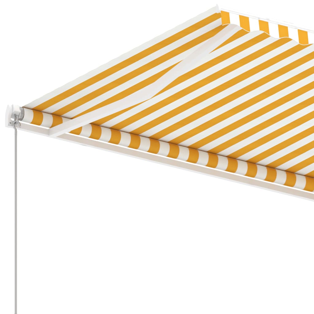 Свободностоящ ръчно прибиращ се сенник, 400x300 см, жълто/бяло