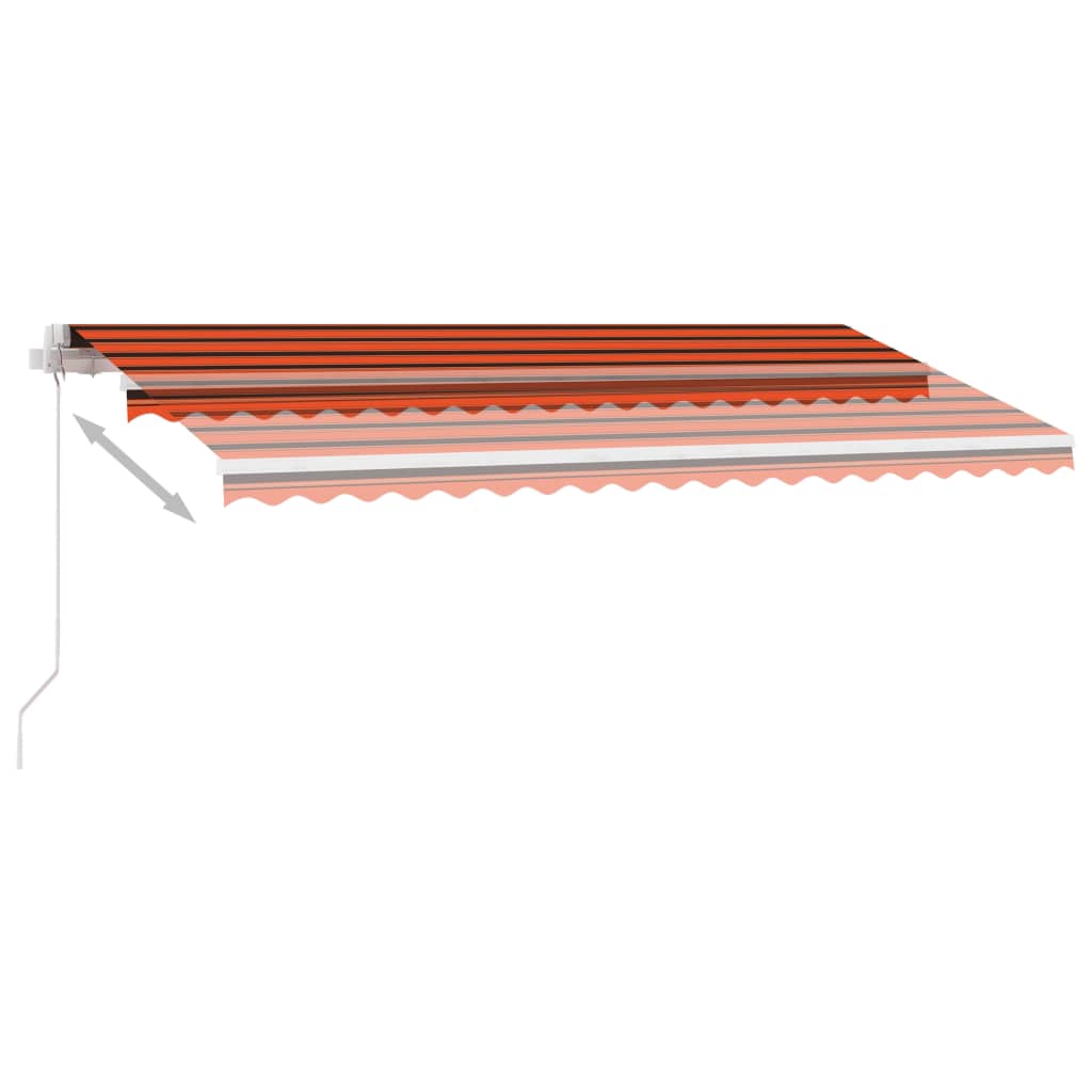 Ръчно прибиращ се сенник с LED, 400x300 см, оранжево и кафяво