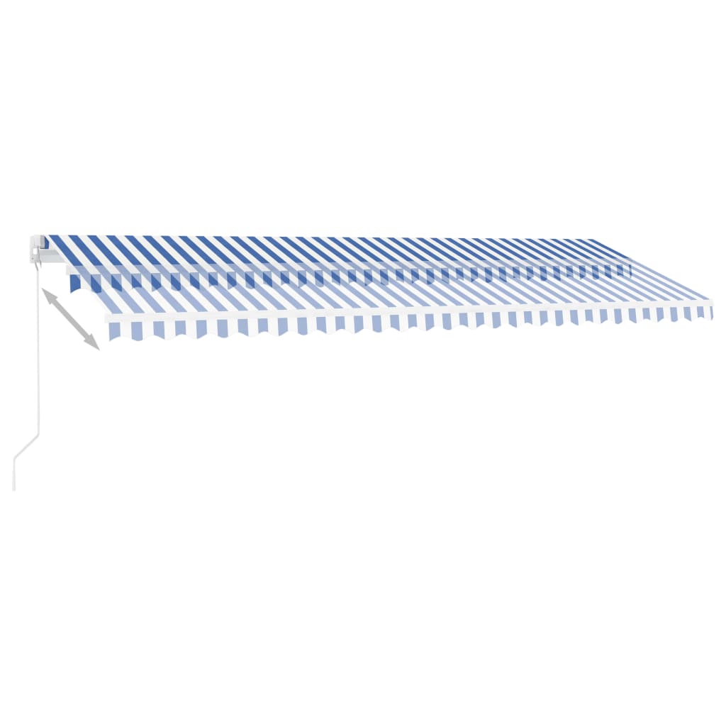 Свободностоящ ръчно прибиращ се сенник, 500x350 см, синьо/бяло