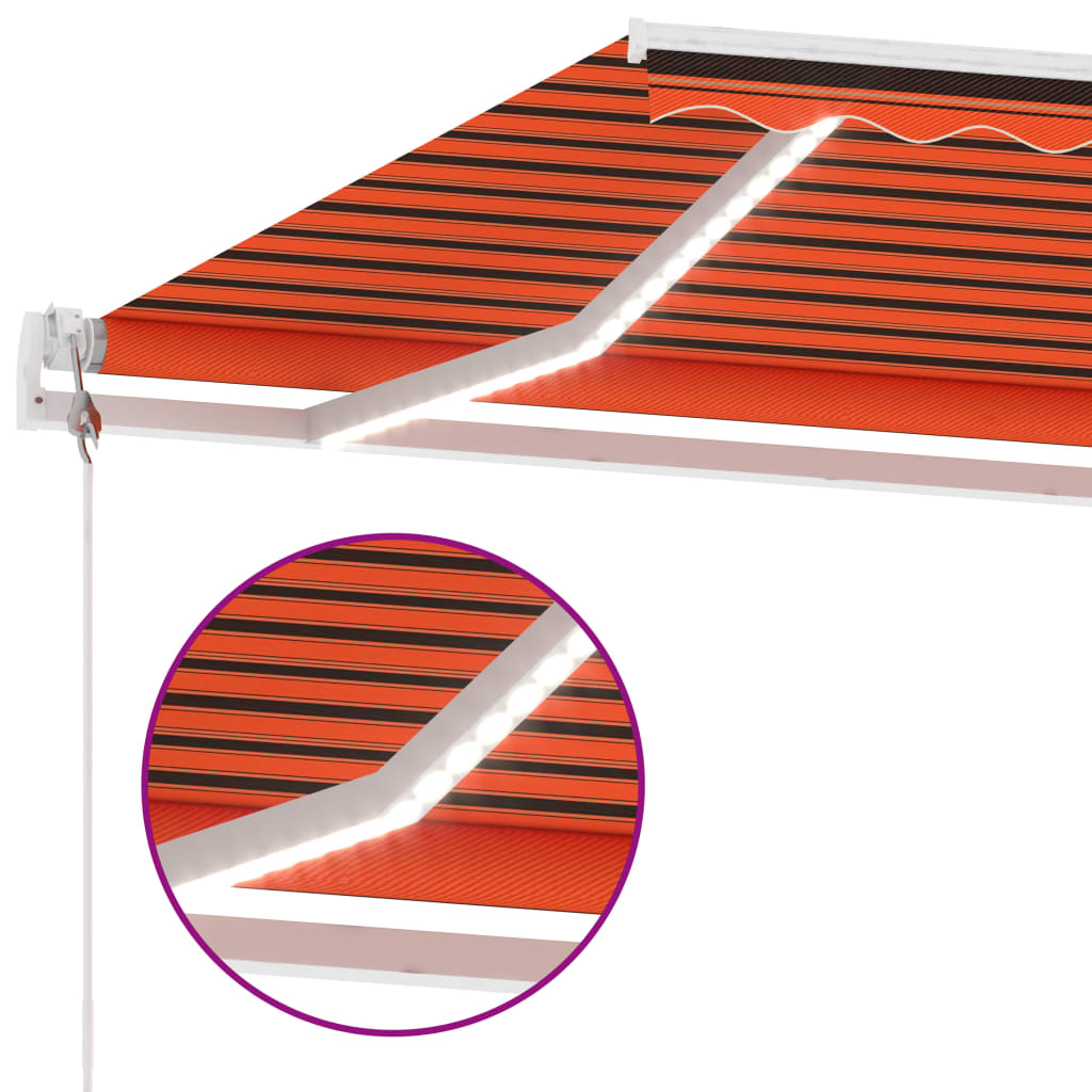 Автоматичен сенник LED сензор за вятър 500x350 см оранжевокафяв