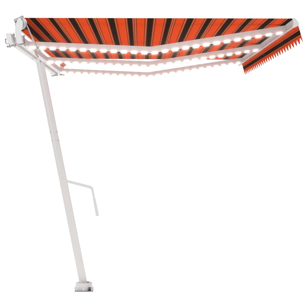 Автоматичен сенник LED сензор за вятър 600x350 см оранжевокафяв