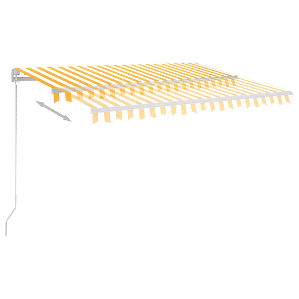Автоматичен сенник LED и сензор за вятър 350x250 см жълто/бяло