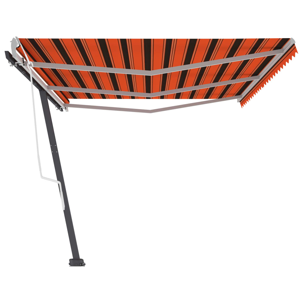 Свободностоящ ръчно прибиращ сенник 600x300 см оранжево/кафяво