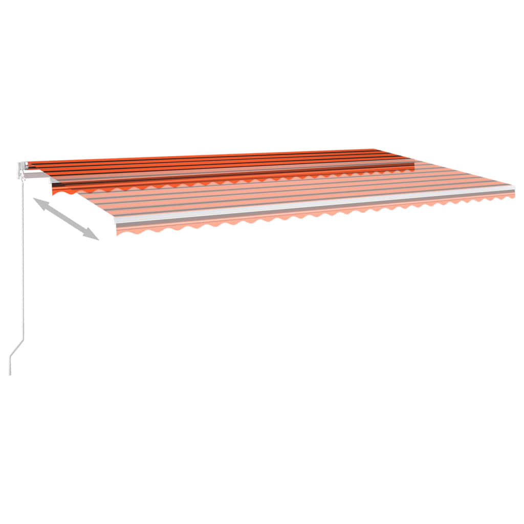 Автоматичен сенник LED сензор за вятър 600x300 см оранжевокафяв