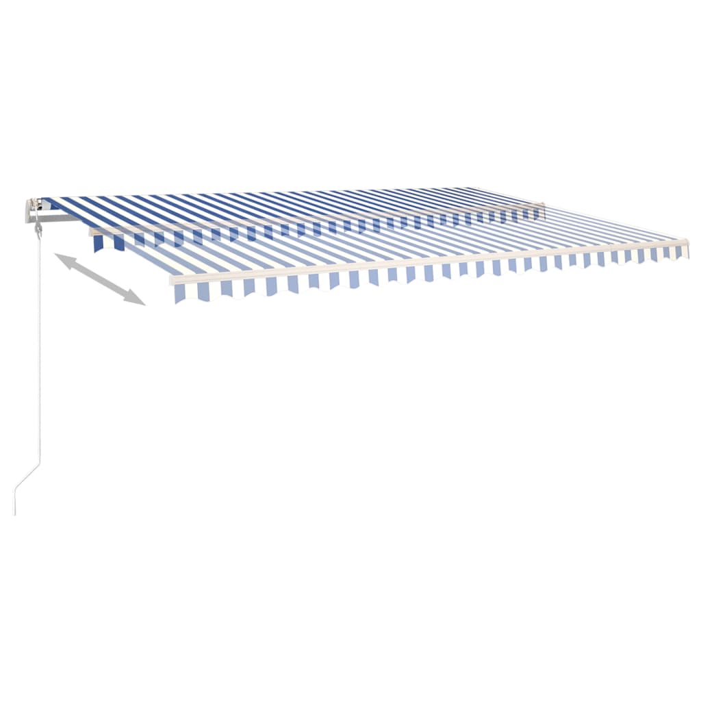 Свободностоящ ръчно прибиращ се сенник, 500x350 см, синьо/бяло