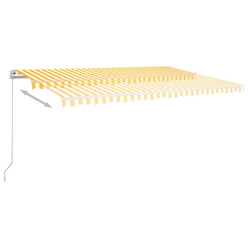 Автоматичен сенник LED сензор за вятър 500x350 см жълто/бялo