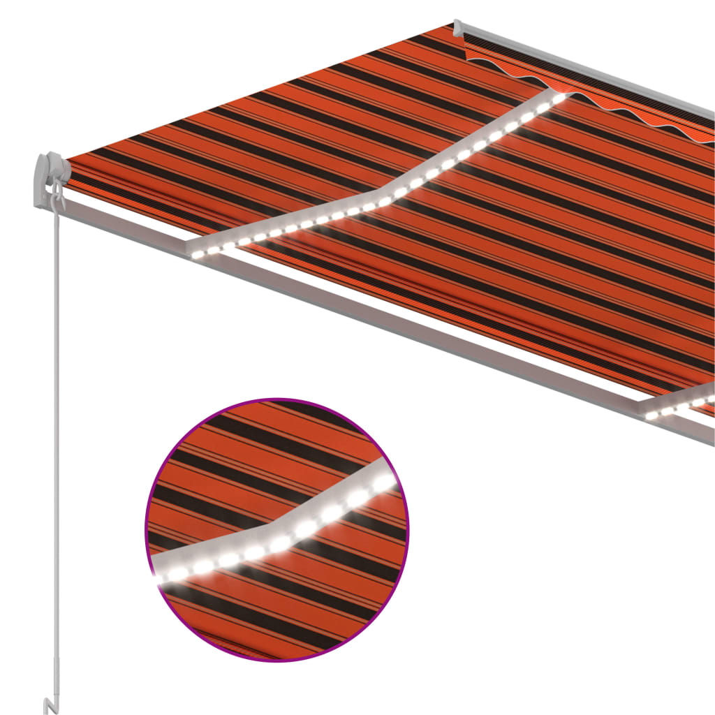 Автоматична тента LED и сензор за вятър 3x2,5 м оранжево/кафяво