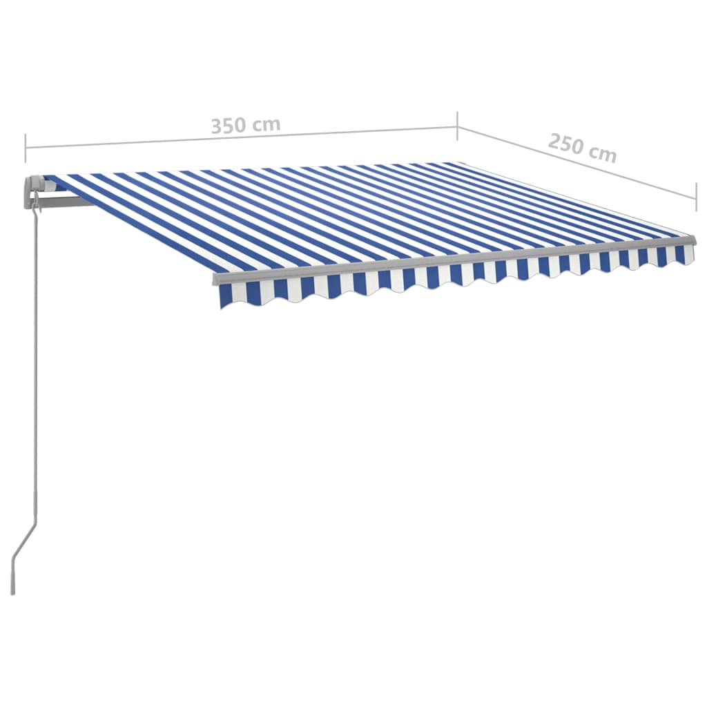 Автоматично прибиращ се сенник с прътове 3,5x2,5 м синьо и бяло