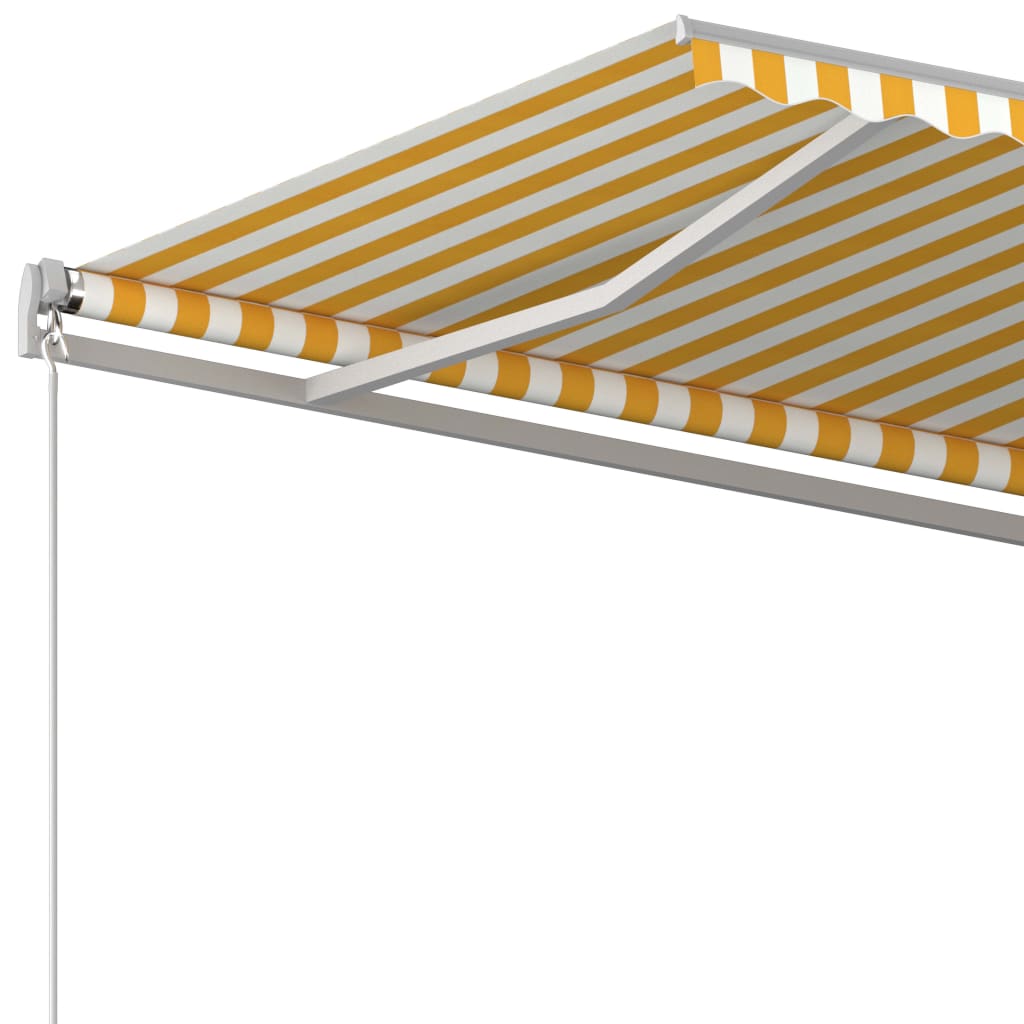 Автоматично прибиращ се сенник с прътове 3,5x2,5 м жълто и бяло