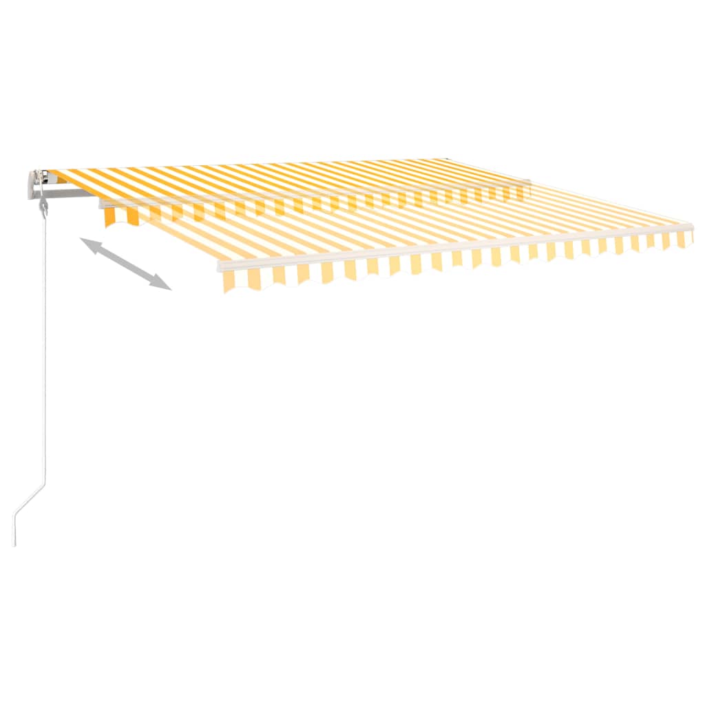 Ръчно прибиращ се сенник с прътове, 4,5x3 м, жълто и бяло