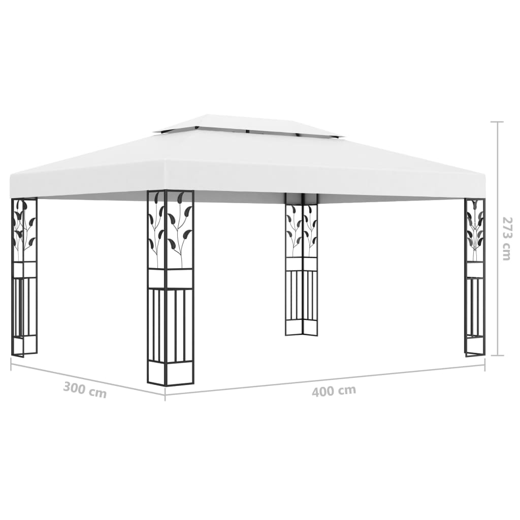 Шатра с двоен покрив и LED светещи стрингове, 3x4 м, бяла