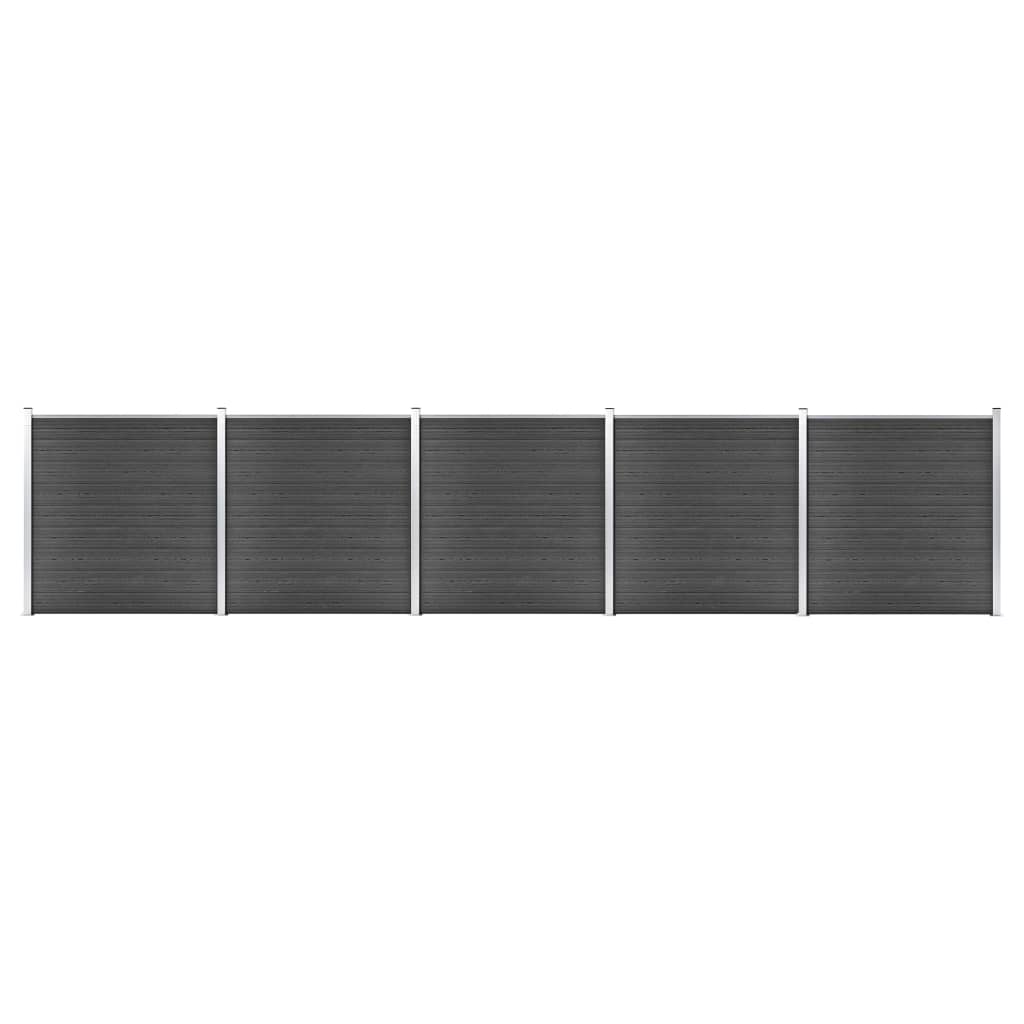 Ограден панел, WPC, 872x186 см, черен