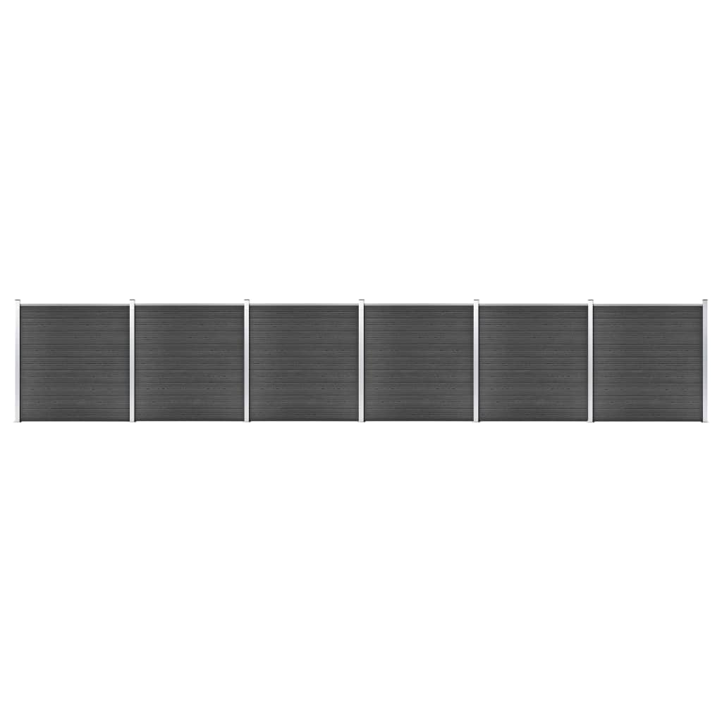 Ограден панел, WPC, 1045x186 см, черен
