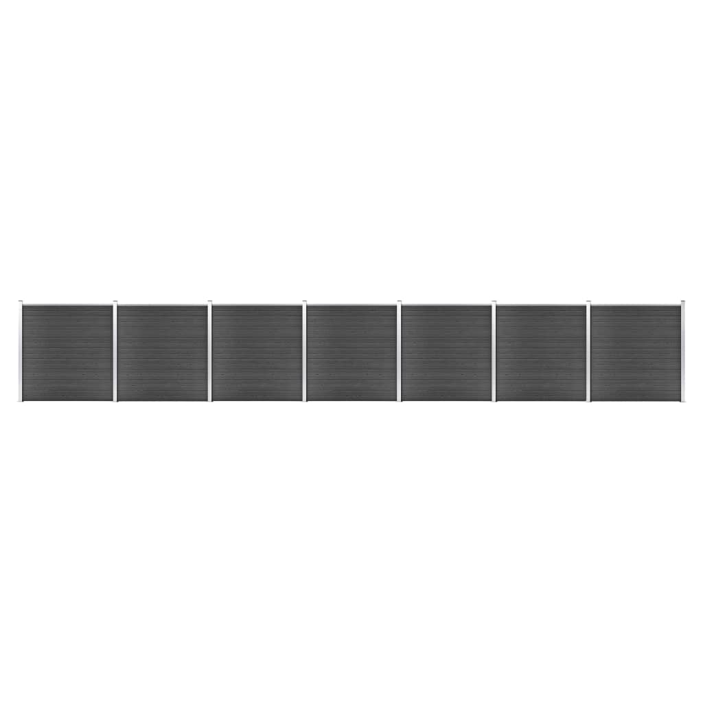 Ограден панел, WPC, 1218x186 см, черен