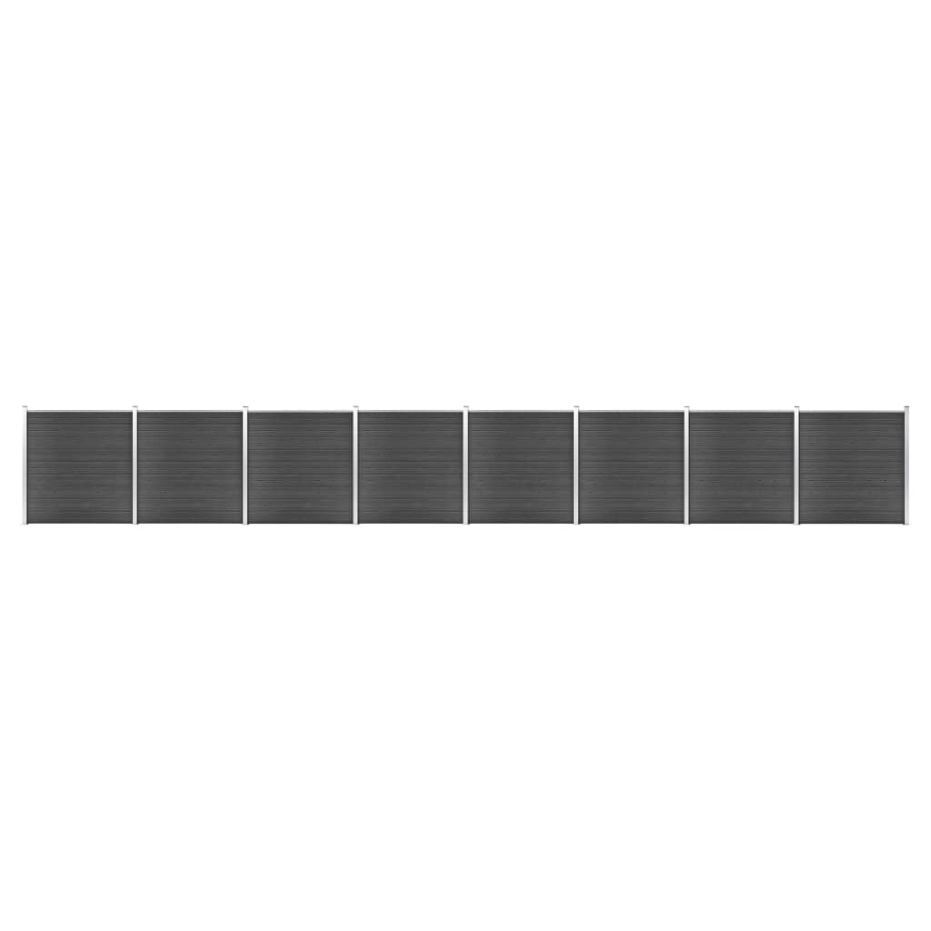 Ограден панел, WPC, 1391x186 см, черен