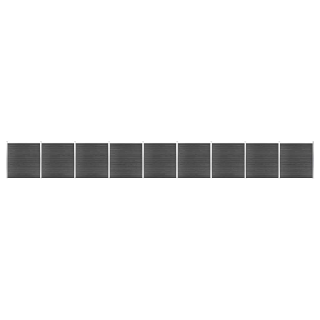 Ограден панел, WPC, 1564x186 см, черен