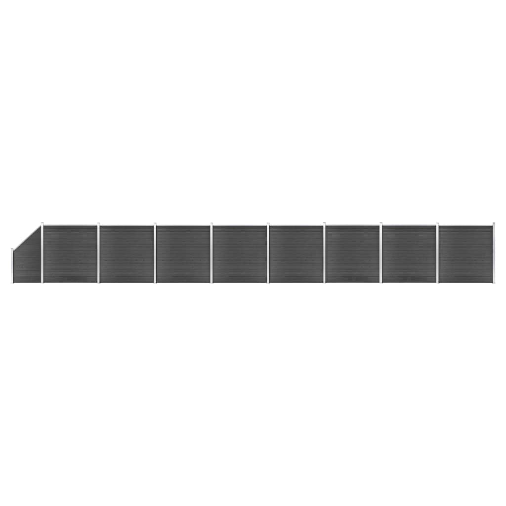 Ограден панел, WPC, 1484x(105-186) см, черен  